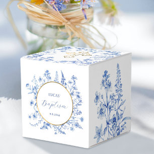 Französische Blaue Wildblumen Taufkirche Geschenkschachtel