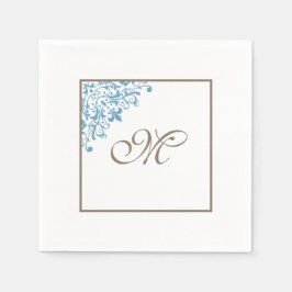 Französische Blue Lilie Initial Script Monogram Serviette