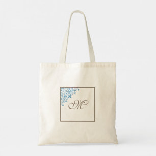 Französische Blue Lilie Initial Script Monogram Tragetasche