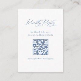 Französische Blue Wedding RSVP QR Code Enclosure C Begleitkarte