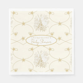 Französische Blütenelegante Biene Ivory Gold Perso Serviette
