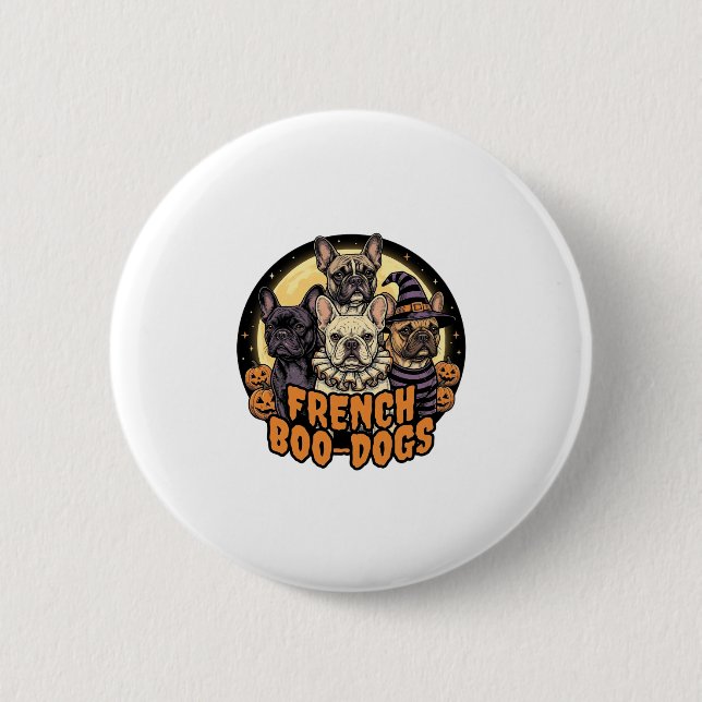 Französische Boo-Hunde Halloween Französische Bull Button (Vorderseite)