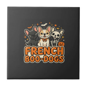 Französische Boo Hunde Halloween Französische Bull Fliese