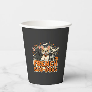 Französische Boo Hunde Halloween Französische Bull Pappbecher