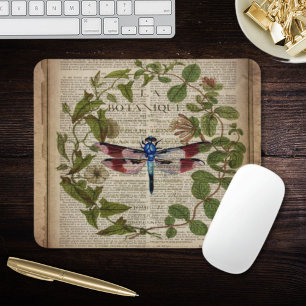 französische botanische Blätter modern vintage Lib Mousepad