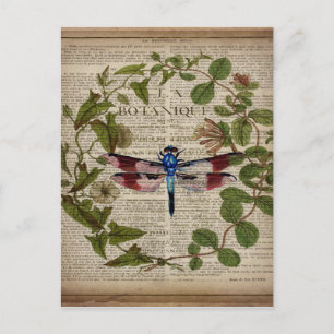 französische botanische Blätter modern vintage Lib Postkarte