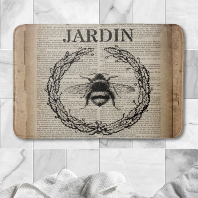 Französische botanische Vintage Königin Badematte (french country botanical vintage queen bee bath mat)
