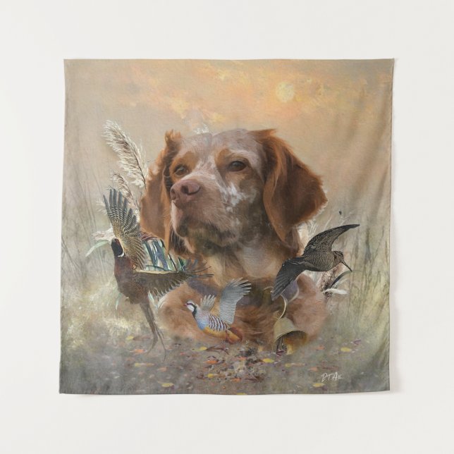 Französische Bretagne, Vogeljagd Kunst Wandteppich (Vorderseite)