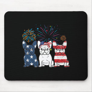 Französische Bulldog-amerikanische Flagge 4. Juli Mousepad