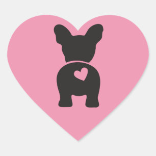 französische Bulldog-Geschenketiketten, Heart-Aufk Herz-Aufkleber