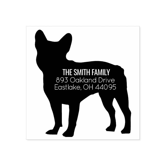 Französische Bulldog-Hunde-Adresse Briefmarke Gummistempel (Prägung)