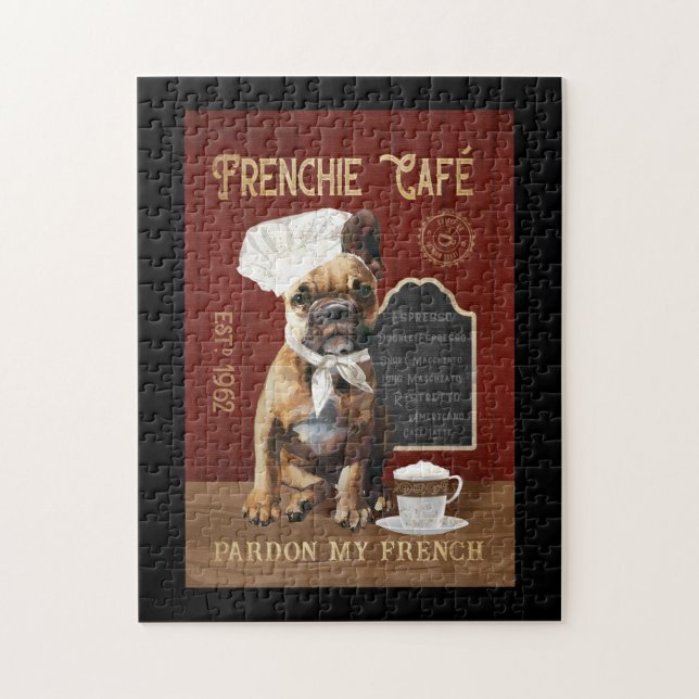 Französische Bulldog-Kaffeefirma Leinwand Puzzle (Vertikal)