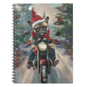 Französische Bulldog-Motorrad-Weihnachten Notizblock