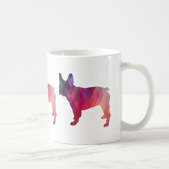 Französische Bulldog-Silhouette mit farbenfroher G Tasse (Rechts)