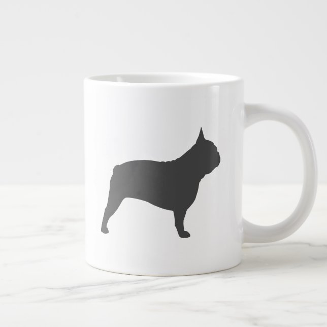 Französische Bulldog-Silhouetten Frenchie Hunde Jumbo-Tasse (Rechts)
