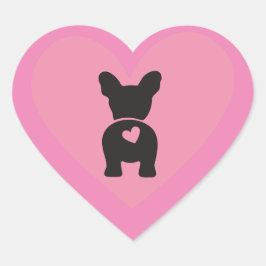 Französische Bulldog-Sticker, Geschenketiketten mi Herz-Aufkleber
