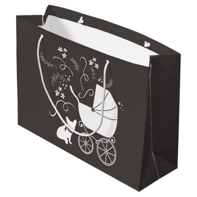 Französische Bulldog Themenparty - Babydusche neut Große Geschenktüte (Rückseite Schrägansicht)