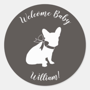 Französische Bulldog Themenparty - Babydusche neut Runder Aufkleber