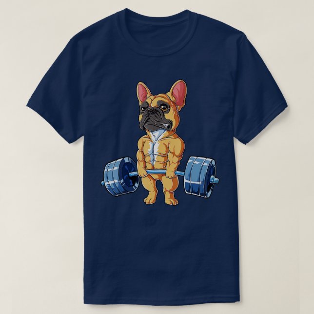 Französische Bulldog-Weightlift-Fauna-Fitness T-Shirt (Design vorne)