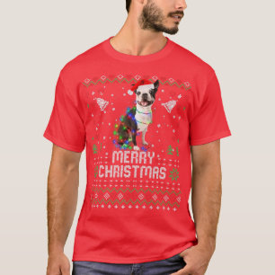 Französische Bulldog-Weihnachtsmannmütze Hund Weih T-Shirt