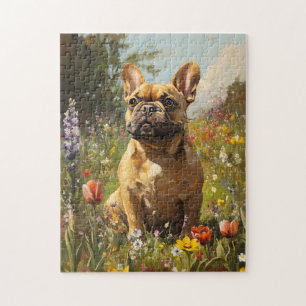 Französische Bulldog-Wildblume Puzzle