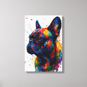 Französische Bulldogge Abstractes Porträt – Splatt Leinwanddruck