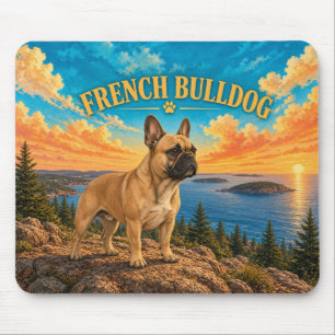 Französische Bulldogge, Acadia-Küste Vintage-Aquar Mousepad