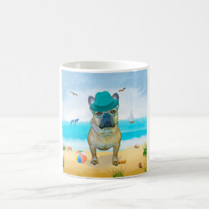 Französische Bulldogge am Strand Kaffeetasse