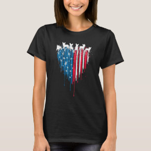 Französische Bulldogge Amerikanische Flagge 4. Jul T-Shirt
