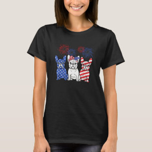 Französische Bulldogge Amerikanische Flagge 4. Jul T-Shirt