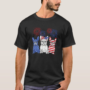 Französische Bulldogge Amerikanische Flagge 4. Jul T-Shirt