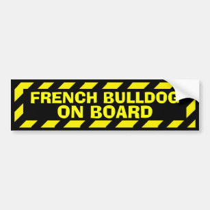 Französische Bulldogge an Bord des gelben Autoaufkleber