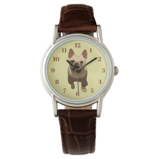 Französische Bulldogge Armbanduhr (Vorderseite)