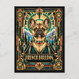 Französische Bulldogge, Art Deco Hund Postkarte