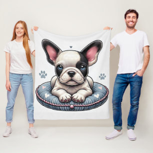 Französische Bulldogge auf einem herzförmigen Kiss Fleecedecke