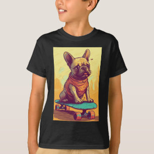 Französische Bulldogge auf Skateboard T-Shirt