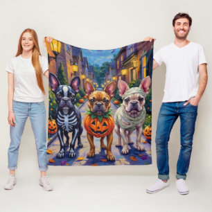 Französische Bulldogge beim Trick-or-Treat Hallowe Fleecedecke