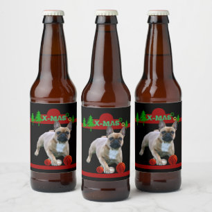 französische Bulldogge Bieretikett Weihnachten  Bierflaschenetikett
