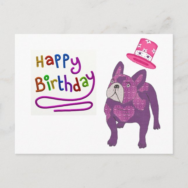Französische Bulldogge Birthday French Bulldog Postkarte (Vorderseite)