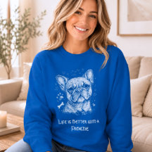 Französische Bulldogge blaue Lineart Kritzelei Fre