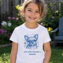 Französische Bulldogge blaue Lineart Kritzelei Fre