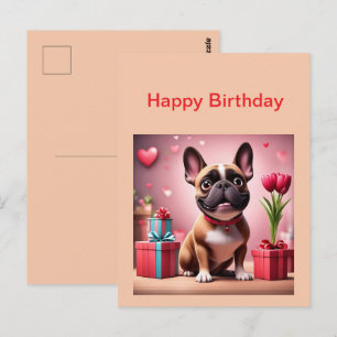 Französische Bulldogge Blumen Birthday Bulldog Postkarte