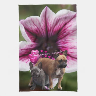 Französische Bulldogge Blumen French Bulldog  Geschirrtuch