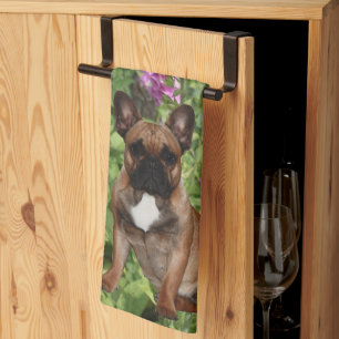 Französische Bulldogge Blumen French Bulldog  Geschirrtuch