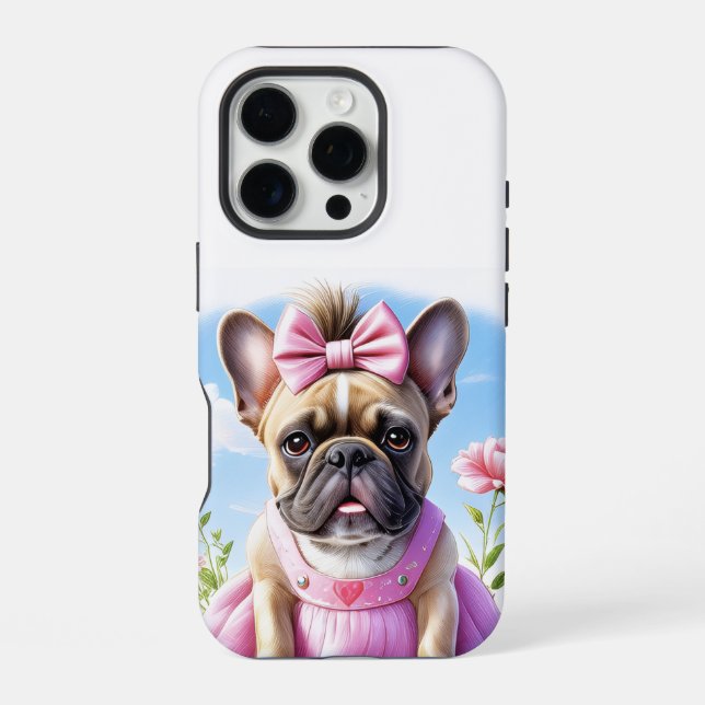 Französische Bulldogge Blumen French Bulldog iPhone Hülle (Rückseite)