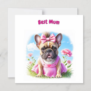 Französische Bulldogge Blumen French Bulldog Magneteinladung