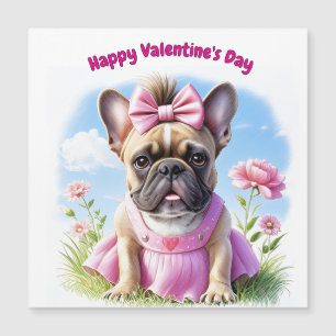 Französische Bulldogge Blumen French Bulldog Magnetkarte