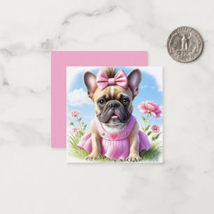 Französische Bulldogge Blumen French Bulldog Mitteilungskarte