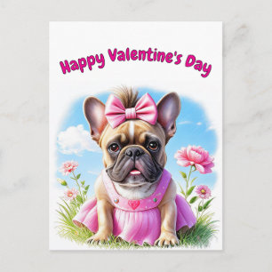 Französische Bulldogge Blumen French Bulldog Postkarte