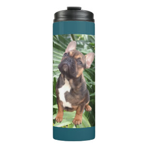 Französische Bulldogge Blumen French Bulldog Thermosbecher